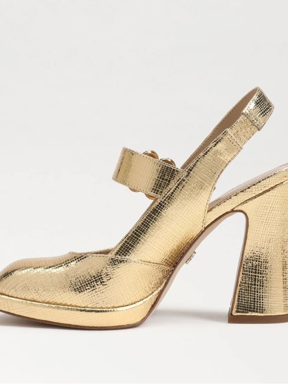 Sam Edelman Gold Metallic Mary Jane Block Heel - Picture 2 of 6